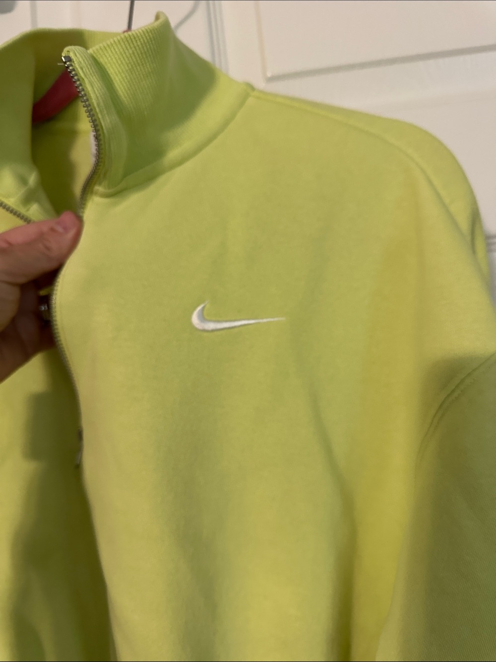 Nike Women's Lime Green Half-Zip Cropped Fleece Pullover - Picture 3 of 5